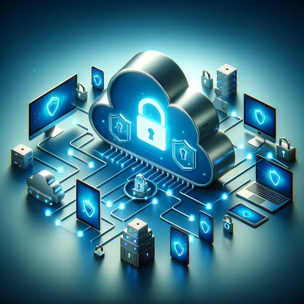 Modernes Cloud Security Konzept von Esposito IT – Schutz digitaler Daten durch fortschrittliche Verschlüsselung und Sicherheitsmechanismen in der Cloud.